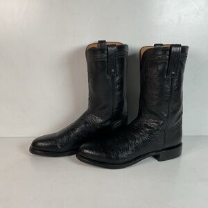 Vintage Lucchese 2000 Smooth Ostrich Roper Boots 9.5 D Western